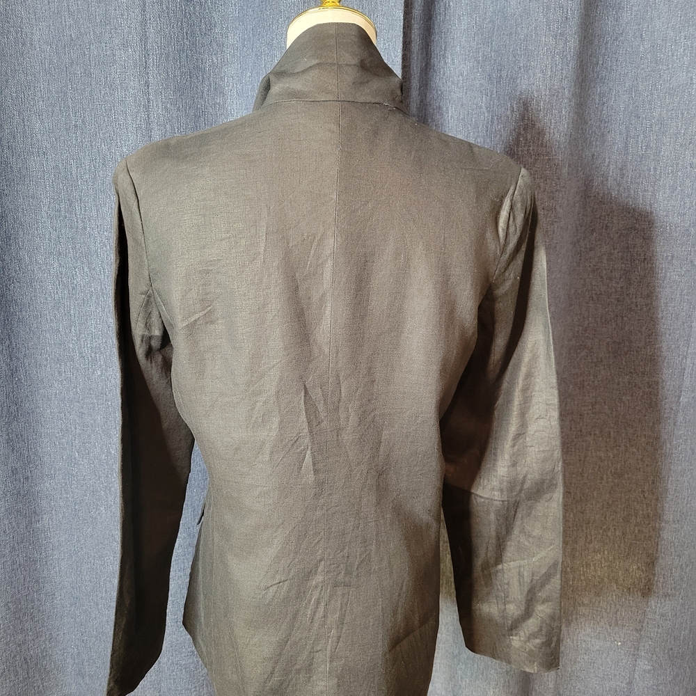 Merona Black Lenin Blazer Size M Old Money Minimalist Scandi girl Normcore - Picture 5 of 6